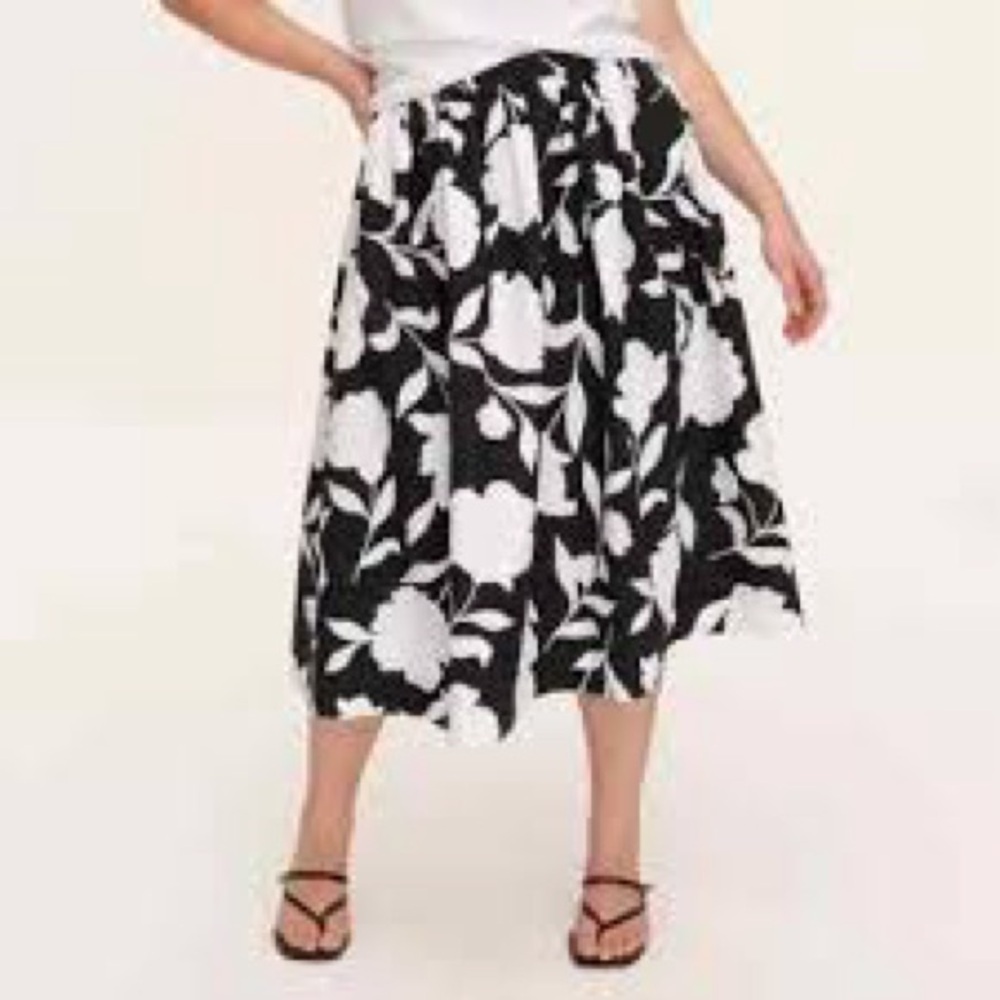 Kate Spade Black and White Floral A-Line Skirt